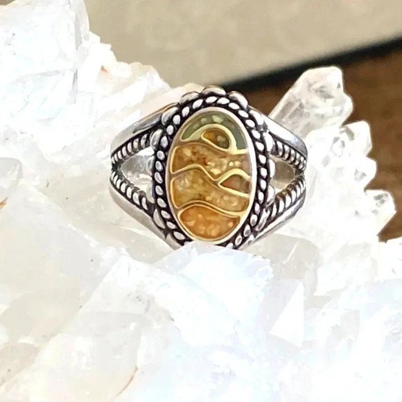 Carolyn Pollack Relios Mountain Scene Sterling Silver Mosaic Ring Size 7.75 - Picture 4 of 12